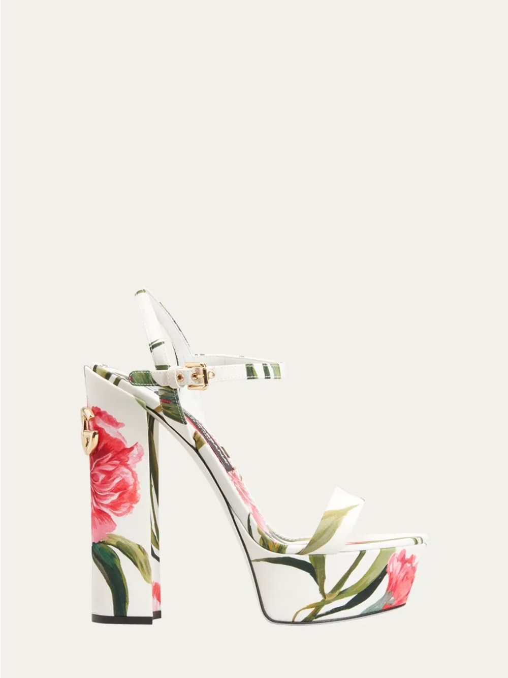 Dolce and gabbna Floral Platform High Heel Sandals - White/Pink size 41